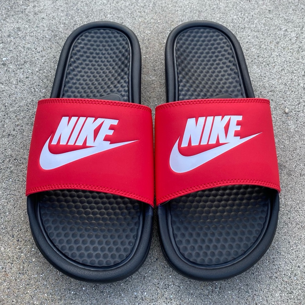 NIKE BENASSI SLIDES JUST DO IT JDI RED - Picture 4 of 5